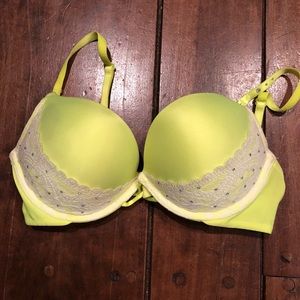 Neon yellow push up bra